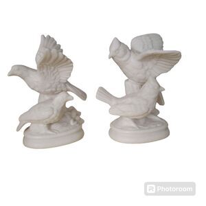 Vintage Japan Bisque Cardinal and Pheasant white figures